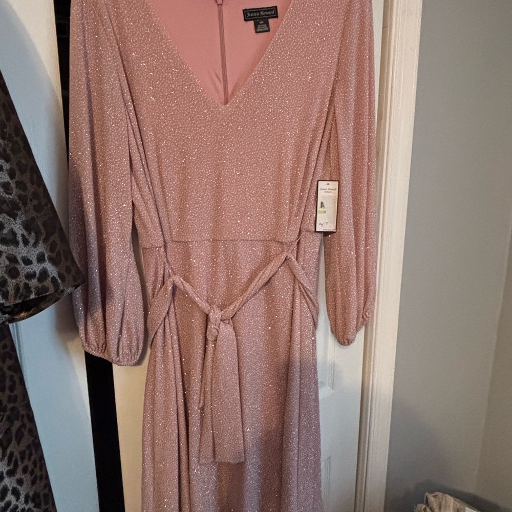 Jessica Howard Glittering Pink Long Sleeve Dress